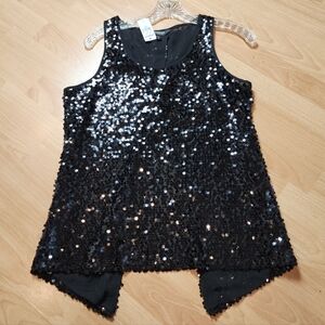 NWT Express Split Back Black Sequin Sleeveless Top Size Small